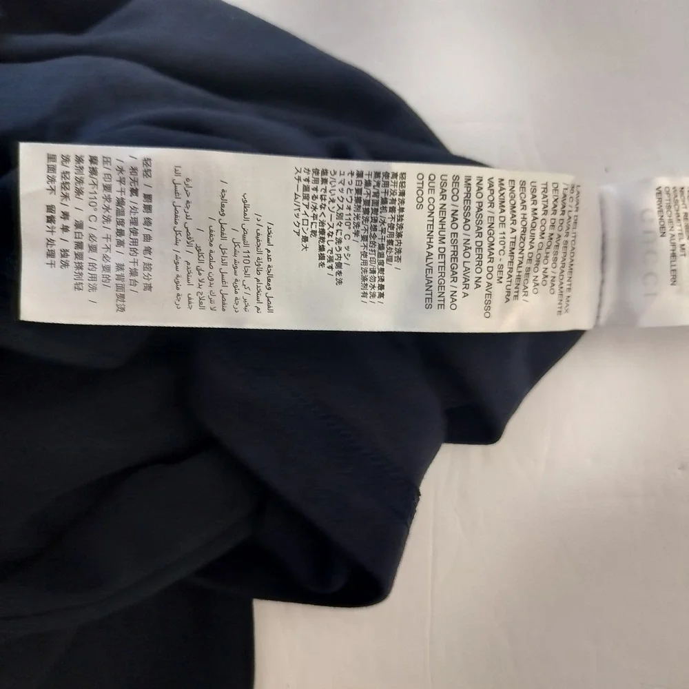 Gucci Mens Navy Blue Cotton Web Stripe Pocket Polo Shirt Large‎ Interlocking G